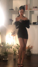 Black Off-Shoulder Spandex Short Prom Party Dress with Zipper